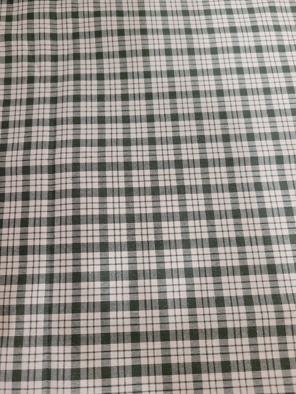 Green And Cream Colored Plaid Fabric (0805)